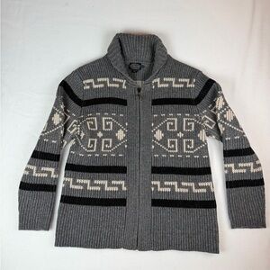 Pendleton Westerly Sweater Men’s M Gray Lambs Wool Full Zip Dude Big Lebowski